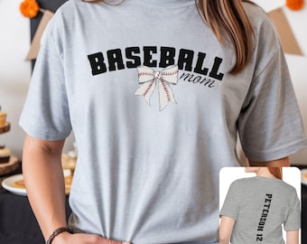 Personalized Baseball Mom Shirt, Custom Team Name Number Tee (Block Design)