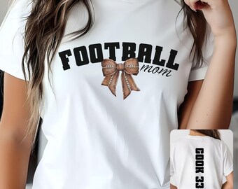 Personalized Football Mom Shirt Bold Varsity Style Custom Name Number Tee
