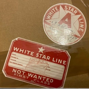 Etiquetas adhesivas para equipaje de línea de estrella blanca Titanic y Olympic de vinilo