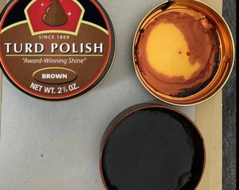 Novelty 100g poo polish turd polish army cadet brown shoe or boot polish