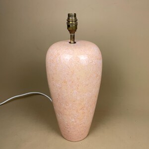 Large Ceramic Lamp Light Bedside Table Mottled Glazed Pink Antique Gold Brass Metal Vase Vintage Round Elegant Classic Patterned Statement
