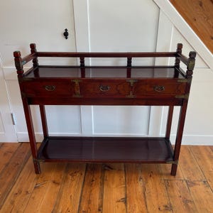 Chinese Console Table Wooden Brass 3 Drawer Oriental Hall Accent Stand Entryway Hallway Table