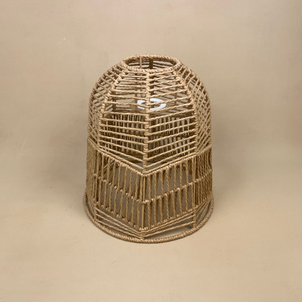 Rattan Wicker Dome Ceiling Lamp Shade Lampshade Lightshade String Woven Handmade Texture Metal Boho Seagrass Natural Neutral