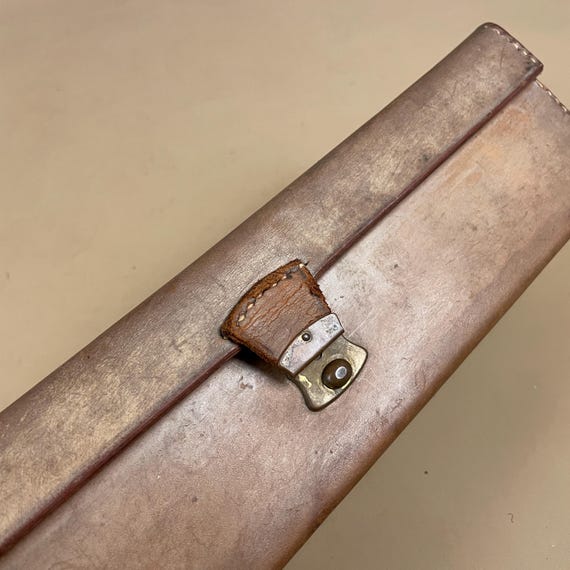 Vintage Leather Mini Suitcase Rectangular Travel … - image 7