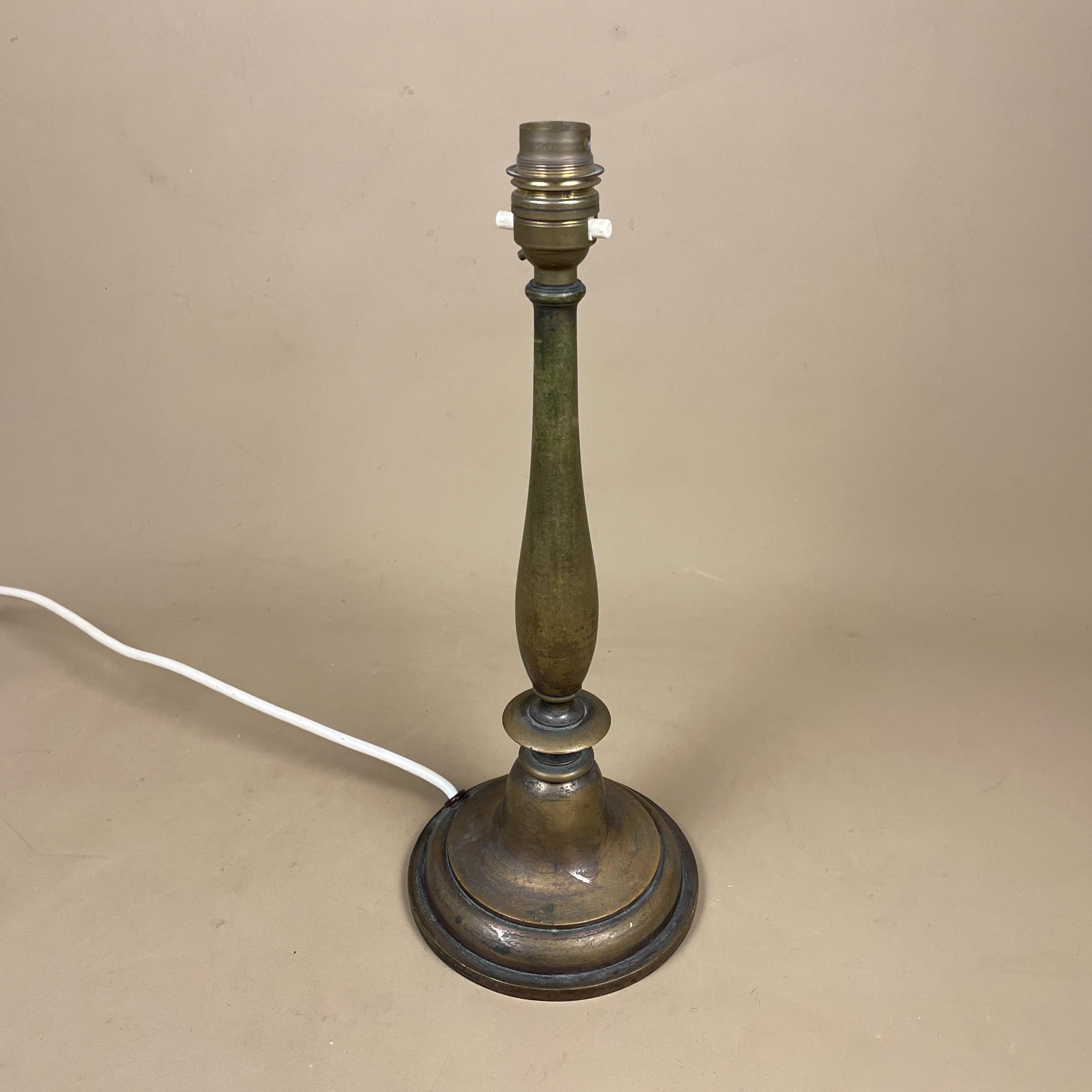 Antique Metal Gold Brass Candlestick Table Lamp, Ornate Column Base