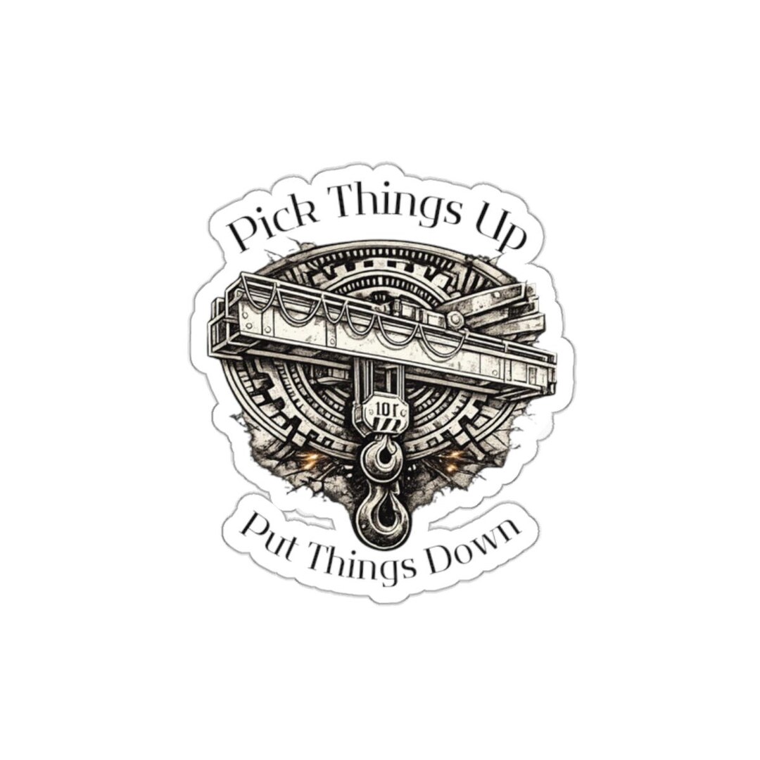Overhead Line Sticker Overhead Crane Vibe Sticker, Vintage Crane Operator Illustration Pick ...