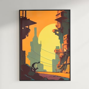 Urban Landscape. Digitally Remastered Printable Wall Art. Digital Art. City Art Comic Decor.