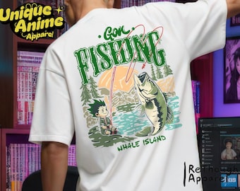 Camiseta con estampado de pesca de anime de los 90: estilo retro para actividades al aire libre.