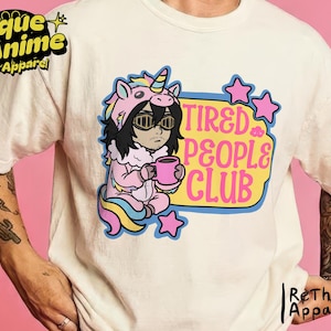 Grumpy Unicorn Anime Teacher T-shirt – Pastel Kawaii Anime Apparel, T-shirt Tired People Club