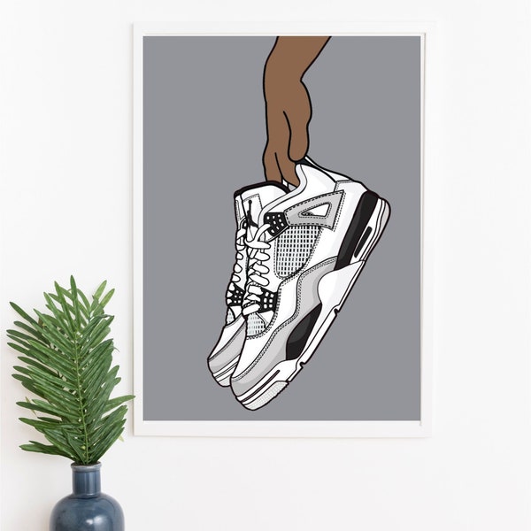 Stampa poster Nike Air Jordan 4 Military Black Sneaker / Arte digitale / Arte della velocità