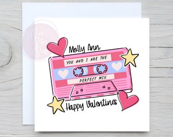 Personalised Retro Cassette, We Are The Perfect Mix Tape, Valentines Card, Romance, Love, For Boyfriend, Girlfriend, Husband, Wife