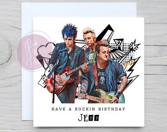 Personalised Rock Band Inspired Birthday card, Greetings Card