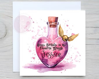 Custom Magic Love Magic Potion, Couples / Friends Birthday, Custom Card, Card for Him Her, Happy Birthday, Different Colours