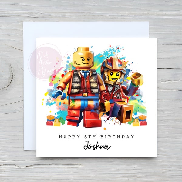 Gepersonaliseerde kleurrijke Kids Robot Card, verjaardagskaart, zoon, dochter, neef, nichtje, kleinkinderen, elke leeftijd