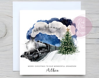 Personalised North Pole, Holidays Are Coming, Polar Express Inspired Christmas Card, for Son Daughter Grandson Granddaughter Niece Nephew et