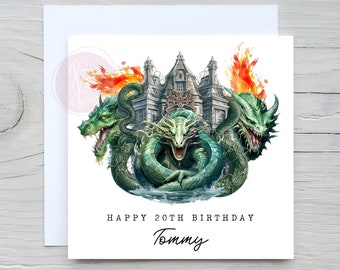 Personalised Dragon Birthday Or Any Occasion Card, Watercolour/Watercolor Style, Fantasy Card, Magical World