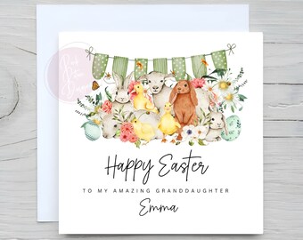 Personalised Grandchildren Easter Card, Customised, Easter 2024, Grandson & Grandaughter, Niece and Nephew, Kids, Any Relative, Custom Card