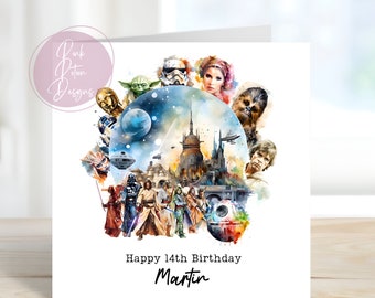 Space Wars, Personalised Birthday Card, For Son, Daughter, Dad, Uncle, Friend, Colourful Graphics, Magical Card