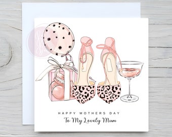 Happy Mother’s Day, Leopard Print, Party Time Inspired Card, Mum, Nan, Stepmom, Mother-in-law, Mummy Ect..