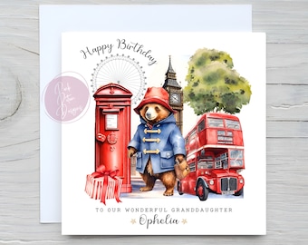 Personalised London Bear Grandchildren Birthday Card, Birthday 2024, Grandson & Grandaughter, Niece and Nephew, Son and Daughter, Any Age