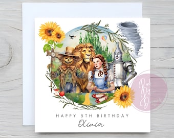 Carte d'anniversaire personnalisée inspirée du Magicien d'Oz ou pour toute occasion, tout âge, toute relation