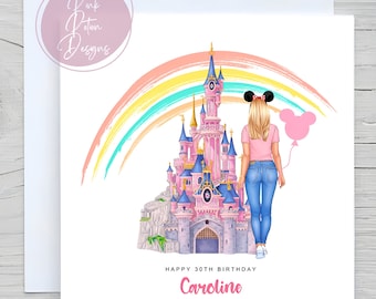 Girls Magical Castle Birthday, Personalised Best Friend, sister, niece, daughter, 8th, 15th, 16th, 18th any age card, special birthday