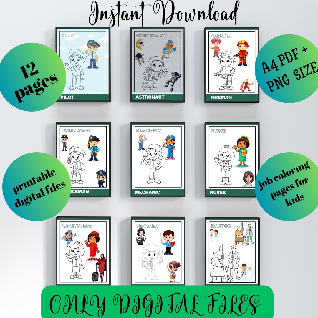 12 Pages Job Coloring Pages for Kids ,, Preschool, Prıntable, Learning ...