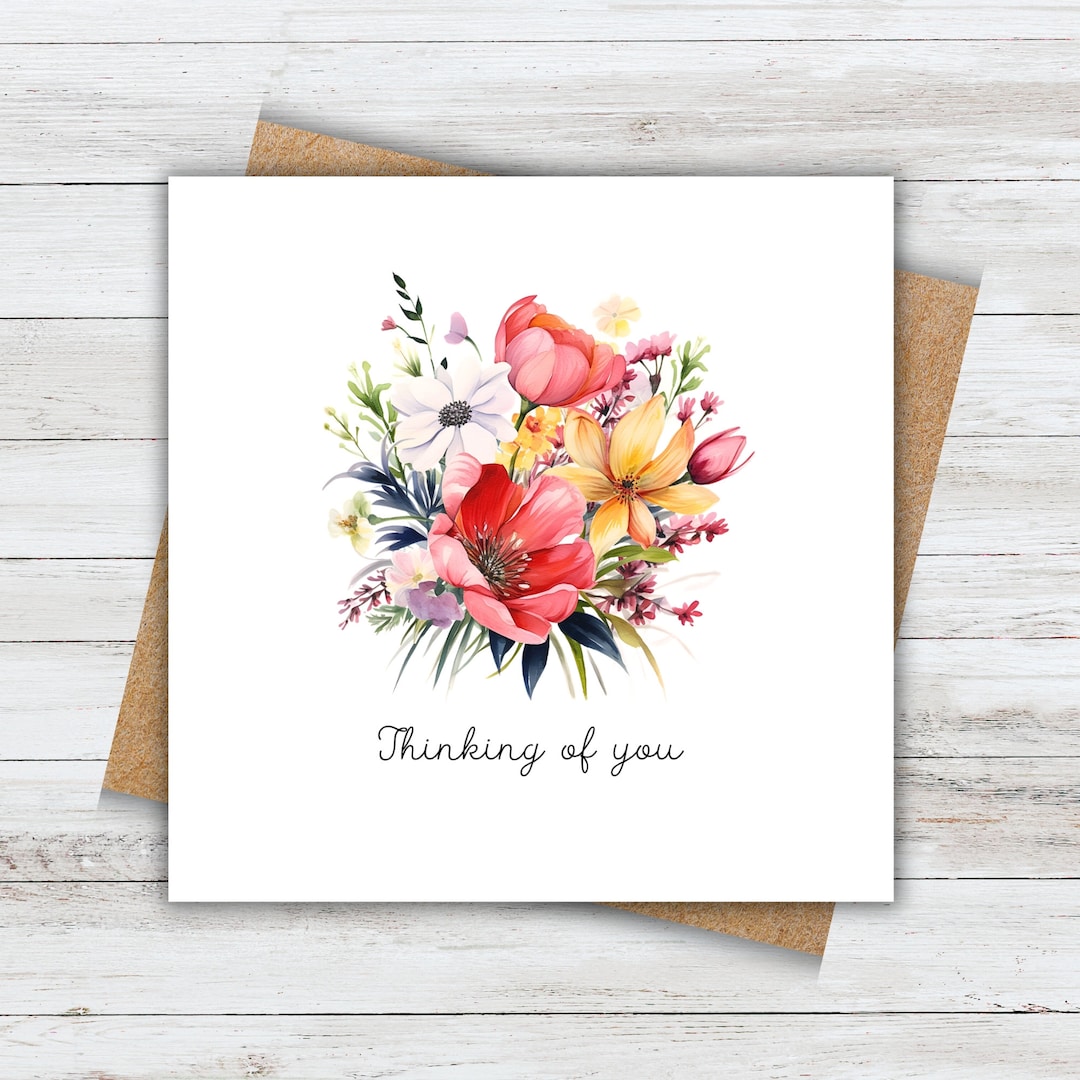 Thinking of You Greeting Card, Floral Greeting Card, Flowers Card ...