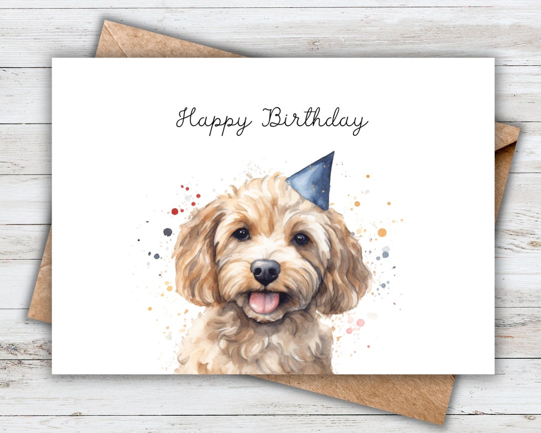 Cockapoo Happy Birthday Dog Card, Birthday Card for Dog Dad, Birthday