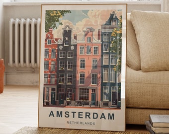 Amsterdam Travel Poster | Amsterdam Buildings | Netherlands Print  | Classic Amsterdam Poster | The Netherlands Print A5,A4,A3,A2