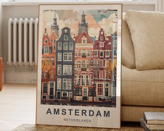 Amsterdam Travel Poster | Amsterdam Buildings | Netherlands Print  | Amsterdam Poster | Travel Print | The Netherlands Print A5,A4,A3,A2
