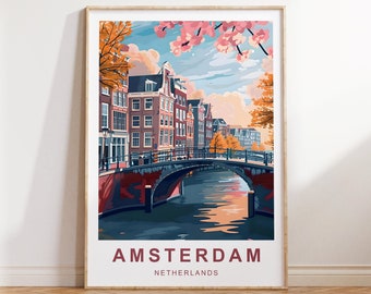 Amsterdam Travel Poster | Amsterdam Print | Netherlands Print  | Amsterdam Poster | Travel Poster | The Netherlands Print | A5,A4,A3,A2