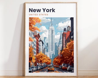 New York Print | Travel Poster | New York Travel Print | Big Apple | New York Taxi | Wall Art | New York Travel | New York City Gift