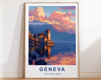 Geneva Travel Print | Geneva Print | Swiss Print | Geneva Travel Poster | Geneva Poster | Travel Poster | Lake Geneva | Travel Poster