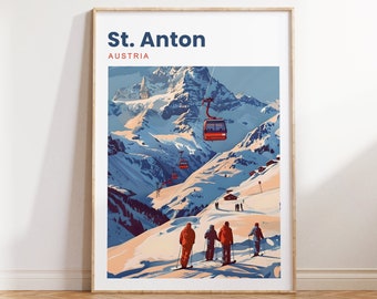 St. Anton Travel Poster | St. Anton Print | St. Anton Poster | St. Anton Ski Resort | Wall Art | Travel Poster | Austria Gift | St. Anton