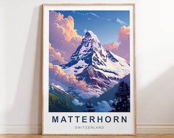 Matterhorn Travel Print | Matterhorn Travel Poster | Matterhorn Print | Zermatt Poster | Zermatt Travel Poster | Matterhorn | Travel Poster