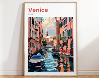 Impresión de Venecia / Cartel de viaje de Venecia / Cartel de Venecia / Cartel de viaje italiano / Arte de pared / Impresión de viaje / Arte de la pared de Venecia / Canales de Venecia