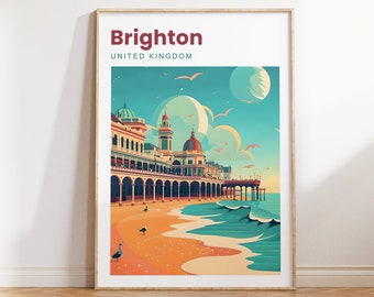 Brighton Travel Print | Brighton Print | Brighton Poster | Brighton Pier | East Sussex | Brighton Wall Art | UK Travel Print | Brighton Gift