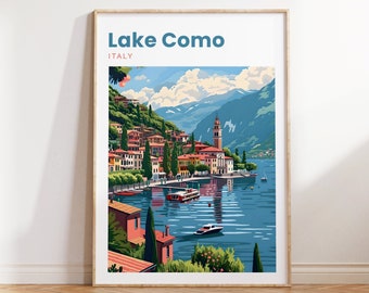 Lake Como Travel Print | Lake Como Travel Poster | Lake Como Italy | Lake Como Print | Northern Italy | Lake Como Wall Art | Artwork