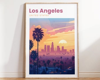 Los Angeles Travel Print | Los Angeles Travel Poster | West Coast America | American Travel Poster | Los Angeles Gift | Los Angeles