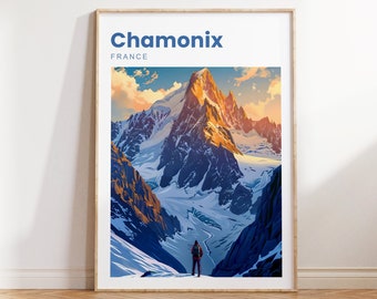Chamonix Travel Print | Chamonix France | Ski Travel Print | Travel Poster | Chamonix Art Work | Chamonix Travel l Print | French Alps