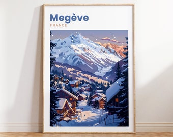 Megeve Travel Print | Megeve France | Ski & Snow Travel Print | Travel Print | Megeve Poster | Travel Poster | French Alps | Morzine Gift