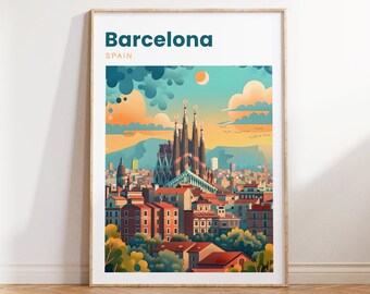 Barcelona Travel Print | Barcelona Travel Poster | Barcelona Spain | Barcelona Print | Spain | Barcelona Wall Art | Barcelona Travel Gift