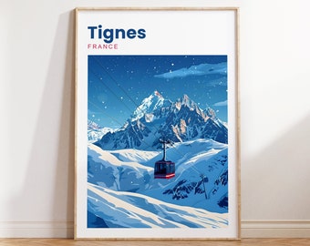 Tignes Travel Print | Tignes France | Ski Snow Travel Print | Travel Poster | Tignes Artwork | Tignes Travel | French Alps | Tignes Wall Art