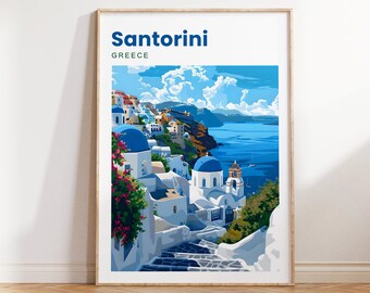 Santorini Travel Print | Santorini Print | Santorini Poster | Santorini View | Santorini Wall Art | Santorini Greece | Travel Print