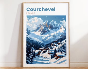 Courchevel Travel Print | Courchevel Ski Travel Poster | Courchevel France | France Ski Print | Ski Print | Ski Resort Print Courchevel Art