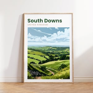 South Downs Travel Print | South Downs Print | South Downs Poster | South Downs National Park | South Downs Wall Art | Southern England