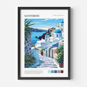 Santorini Reisedruck | Santorini Druck | Santorini Poster | Ägäisches Meer | Santorin | Wandkunst | Reise-Druck | Santorini Griechenland | Geschenk