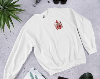 Custom Embroidered Crest Sweatshirt - Embroidered Family Coat of Arms Crewneck
