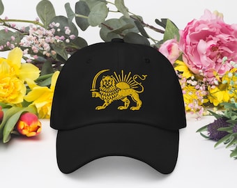 3D Embroidered Persian Sun and Lion (Shiro Khorshid) Symbol Hat